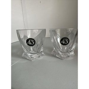 Vintage Licor 43 Rocks  Twisted Whiskey Tumblers Glasses Bar  Set of 2